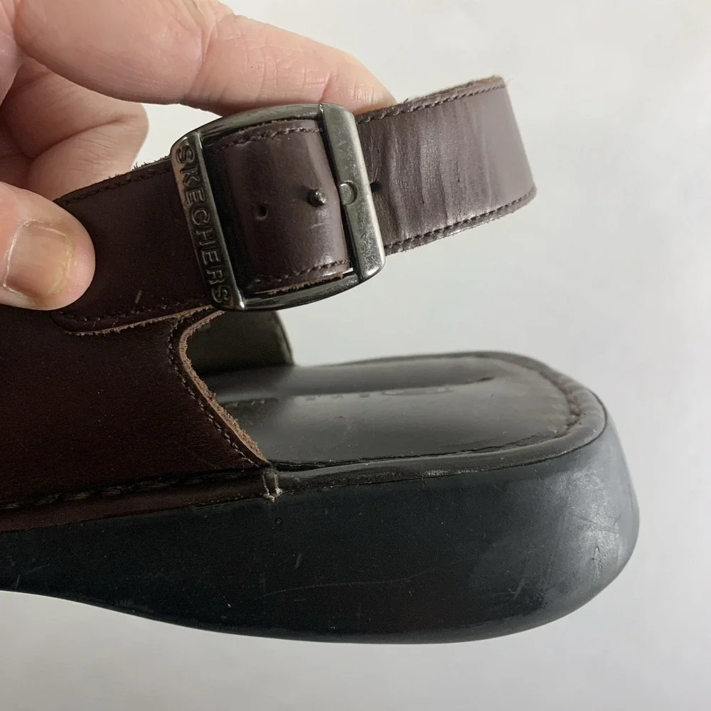 Skechers Mens Y2K Leather Closed Toe Fisherman Sandals Size 14 Brown Adjustable